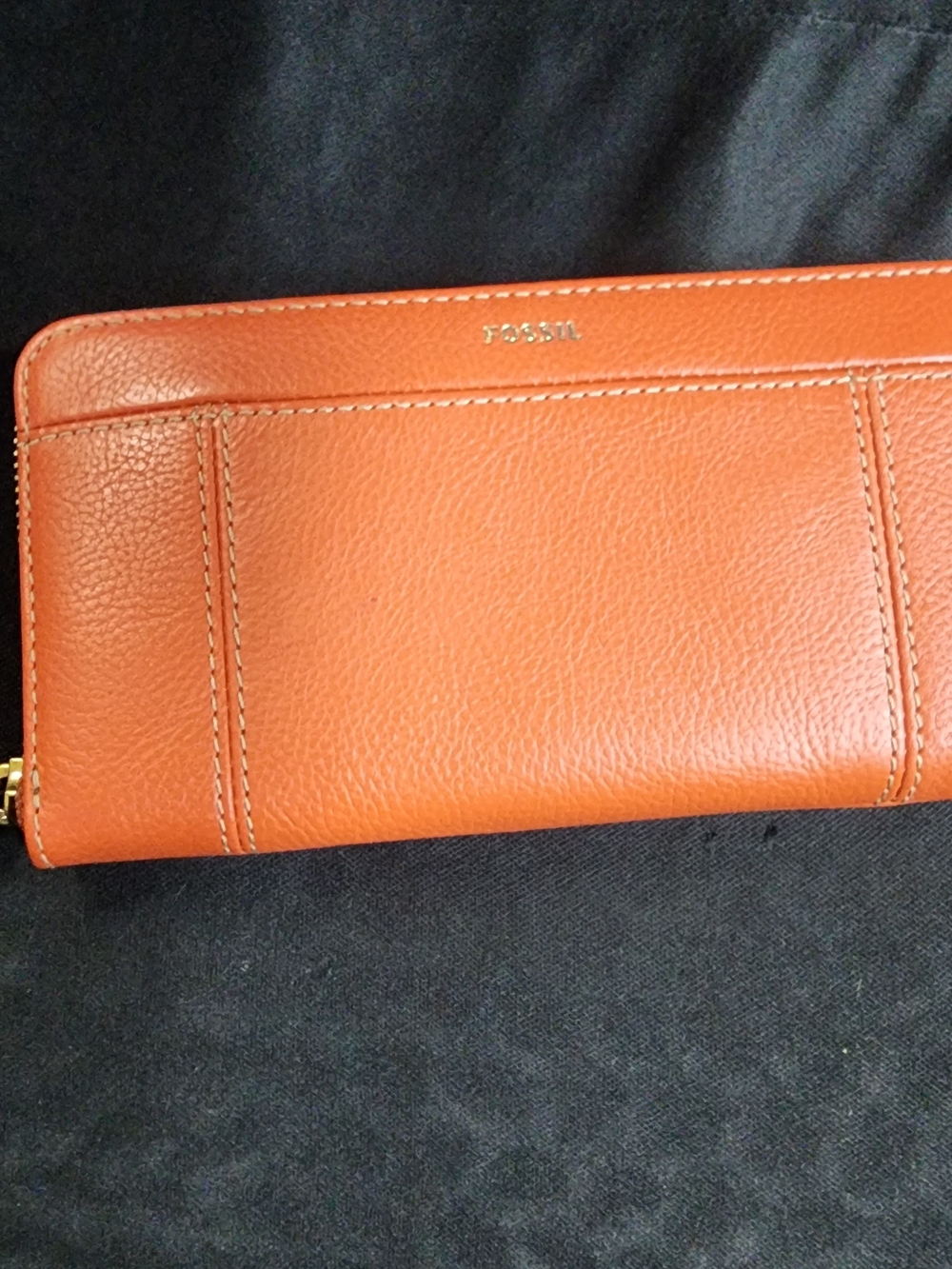 Fossil Women's Orange Leather Zip Around Wallet